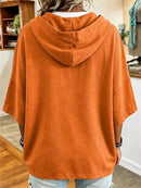 Women's Halloween Orange Pumpkin Face Print 3/4 Sleeve Hoodie