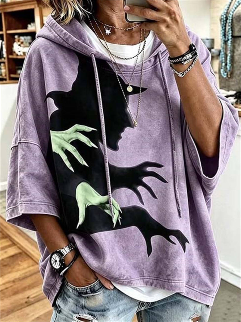 Women's Halloween Purple Horror Art Print Hoodie