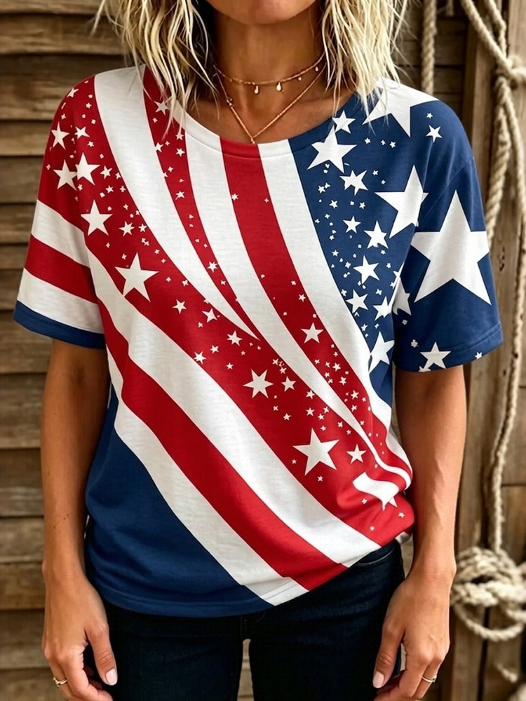 Vintage Flag Wave Art Print Tshirt