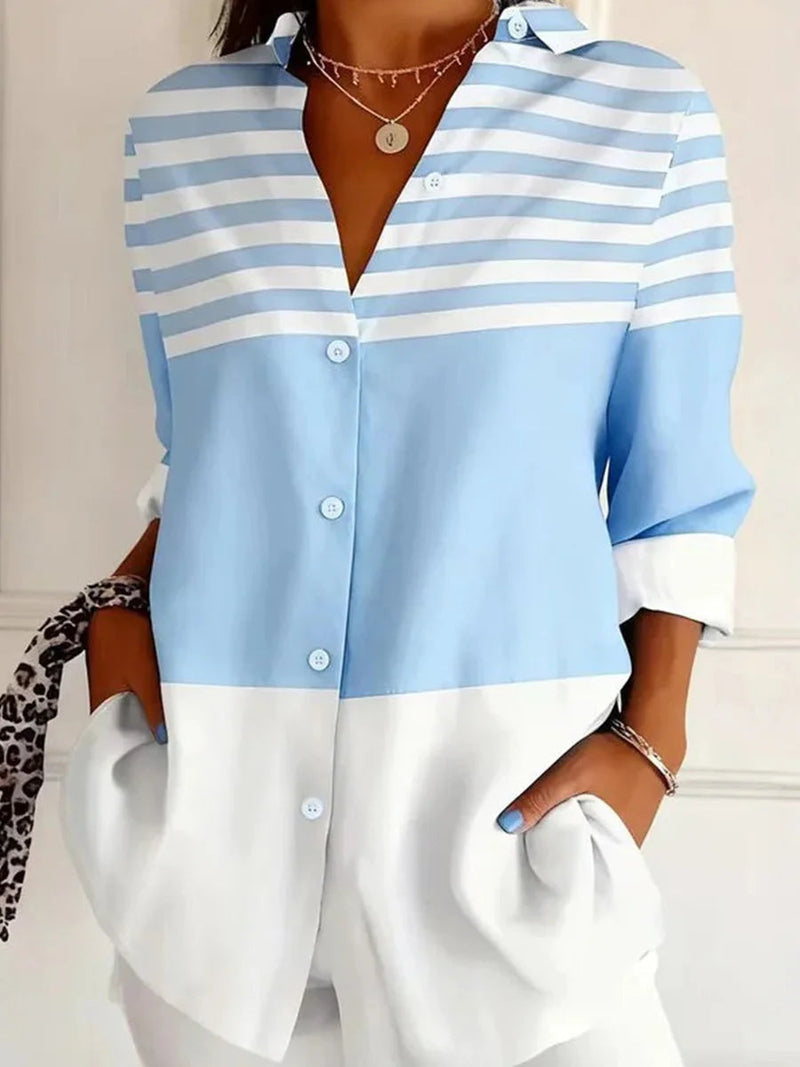 Long Sleeve Casual Striped Blouse