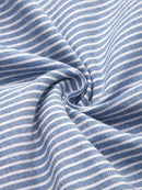 Striped Short Sleeve Button-Down Midi Dress with Side Pockets