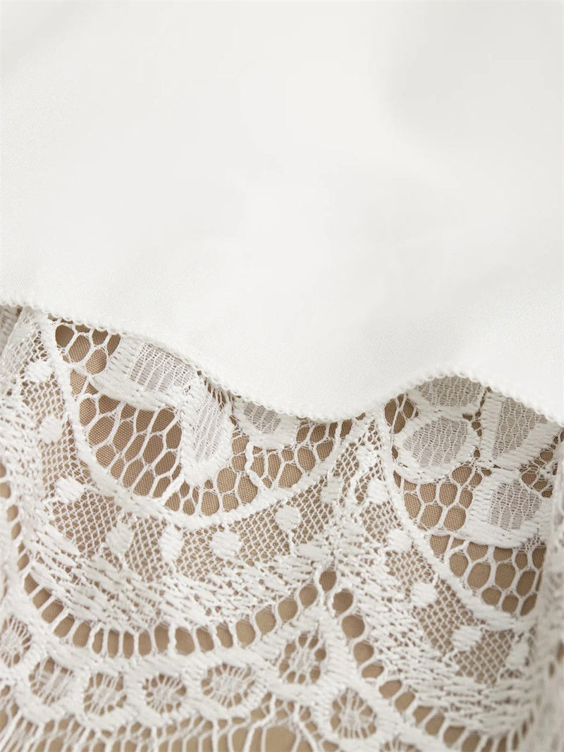 Sleeveless Lace Layered Ruffle Hem Casual Dress for Women