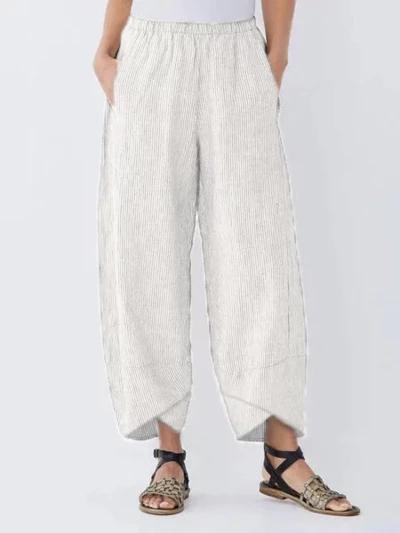 Women's Cropped Elastic Waist Casual Pants with Cross Hem